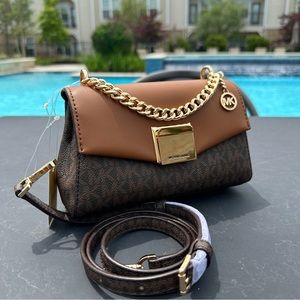 ❗️SOLD❗️Michael Kors Lita Small Two-Tone Logo and Leather Crossbody Bag
